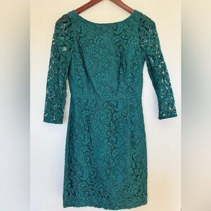 J. Crew Jade/Teal Long Sleeve Lace Dress